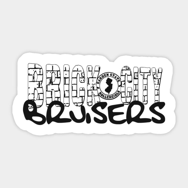 Brick City Bruisers - Black Logo Sticker by gardenstaterollerderby